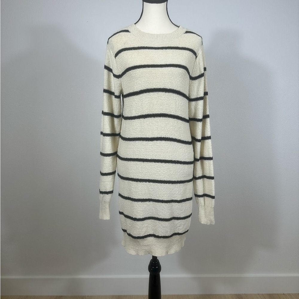 Volcom So Far So Good Black and Cream Striped Long Sleeve Sweater Dress - Picture 8 of 9